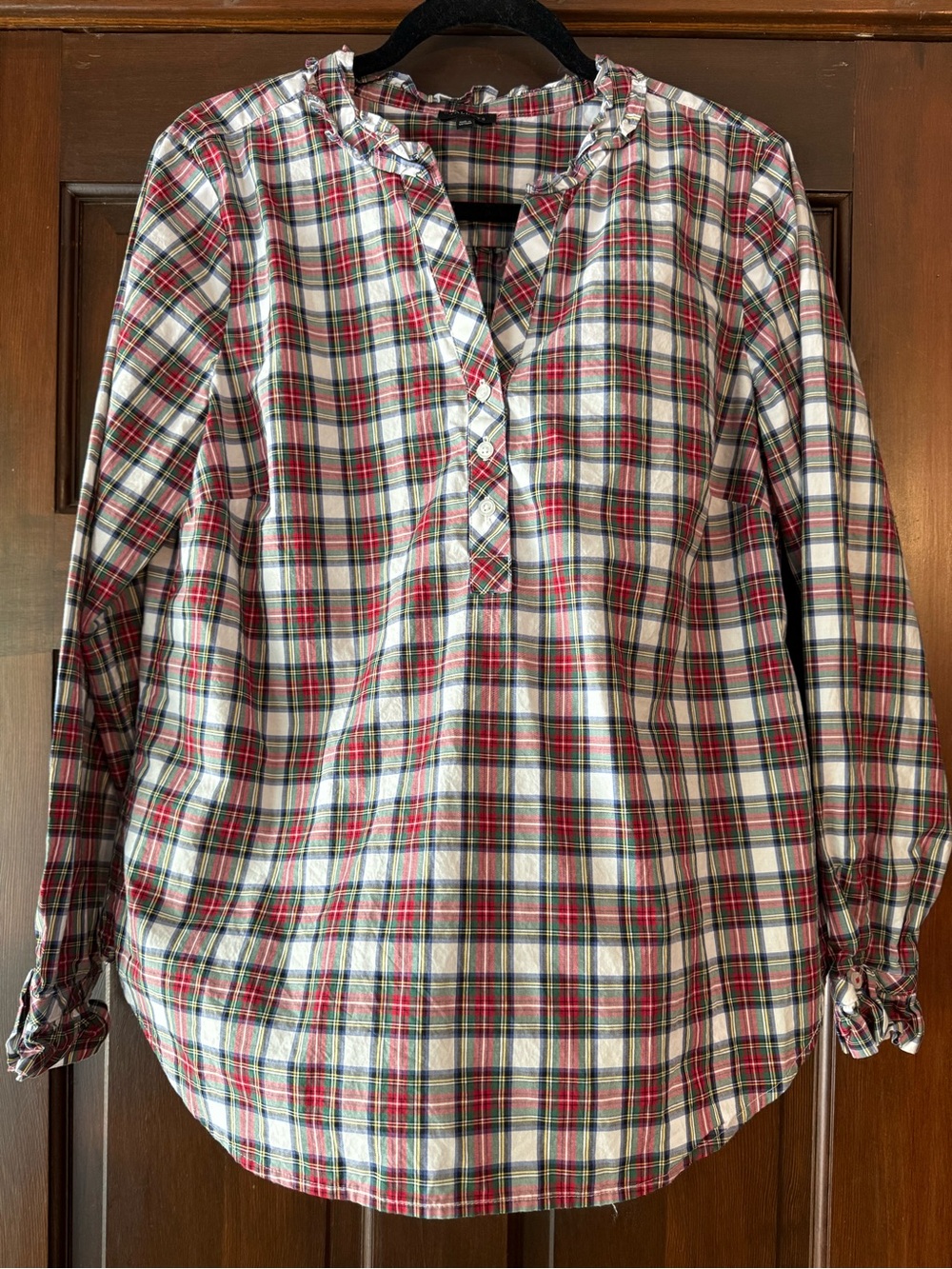 Talbots Red, White & Green Plaid Button-Front Shirt